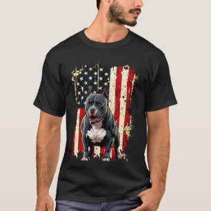 T-shirt Chien drapeau américain Pitbull