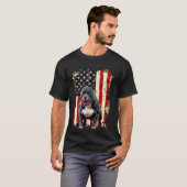 T-shirt Chien drapeau américain Pitbull (Devant entier)