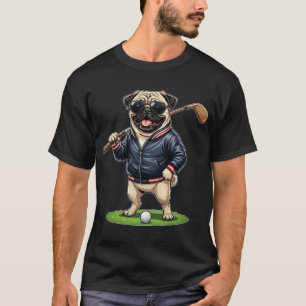 T-shirt Chien drôle Carlin jouant au golf Golfeur Art anim