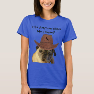 T-shirt Chien drôle de carlin de cowboy