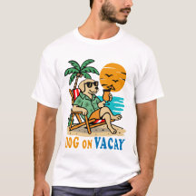 T-shirt Chien Drôle en Vacances | Été Mignon