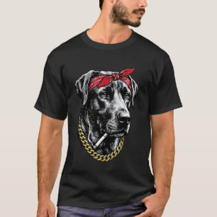T-shirt Chien drôle fumant une cigarette Labrador Retrieve