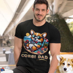 T-shirt Chien drôle Jouer Poker Corgi Papa