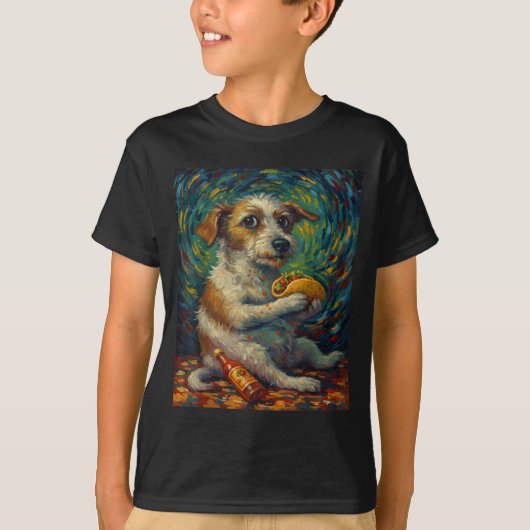 T-shirt Chien drôle mangeant un taco Graphisme  (Devant)
