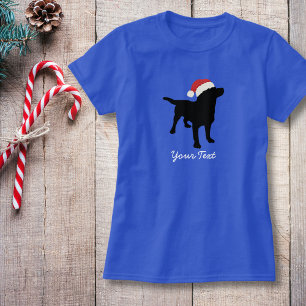 T-shirt Chien du Black Lab portant le Casquette de Noël du