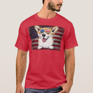 T-shirt Chien du drapeau américain du chien de Corgi patri