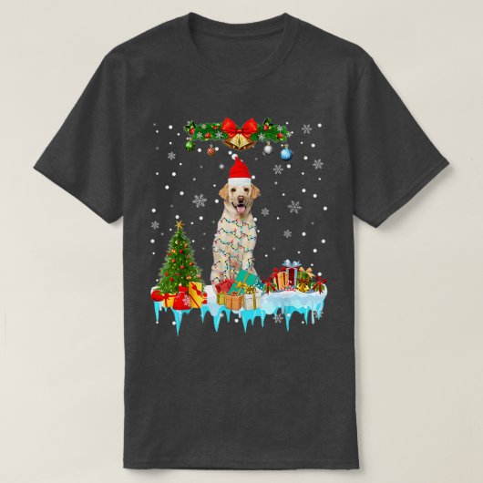 T-shirt Chien du Labrador Santa Hat Reindee Lumières de No (Design devant)