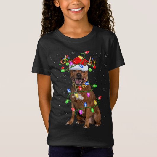 T-Shirt Chien du Staffordshire de Père Noël (Devant)