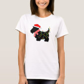 T-shirt Chien écossais de Noël avec lumières (Devant)