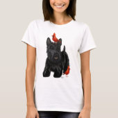 T-shirt Chien écossais et Oiseaux rouges (Devant)
