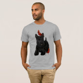 T-shirt Chien écossais et Oiseaux rouges (Devant entier)