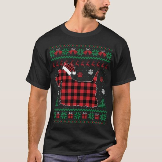 T-shirt Chien écossais Pyjama de Noël Red Plaid Scottish U (Devant)