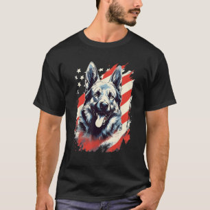 T-shirt Chien Elkhound norvégien drapeau américain 4 juill