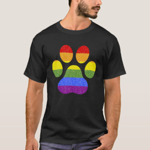 T-shirt Chien Empreinte de patte arc-en-ciel Paw LGBT Prid