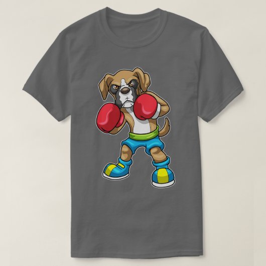 T-shirt Chien en Boxeur avec gants de boxe 1 (Design devant)