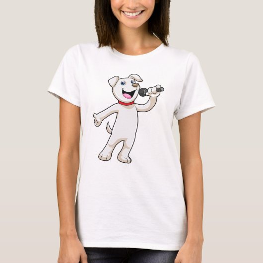 T-shirt Chien en chantant avec microphone (Devant)