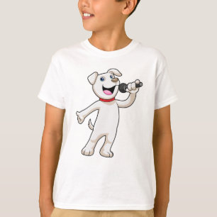 T-shirt Chien en chantant avec microphone
