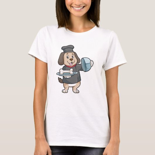 T-shirt Chien en chef avec Plateau et os (Devant)