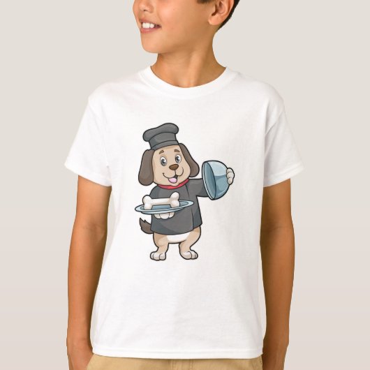 T-shirt Chien en chef avec Plateau et os (Devant)