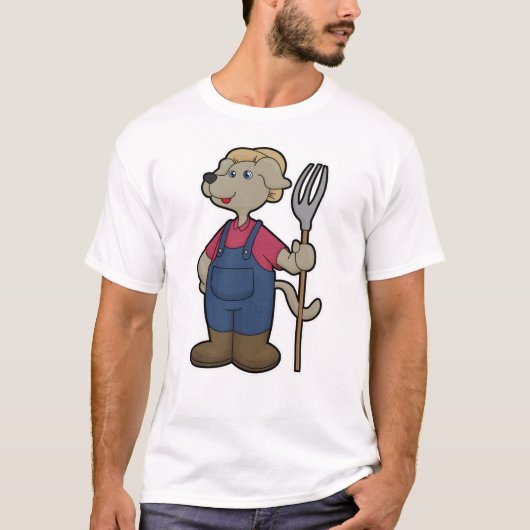 T-shirt Chien en fermier avec Rake & Casquette (Devant)