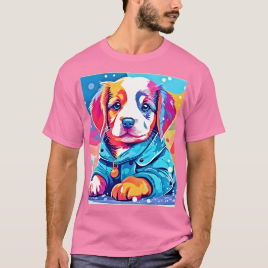 T-shirt Chien en manteau bleu design (Devant)