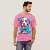 T-shirt Chien en manteau bleu design (Devant entier)
