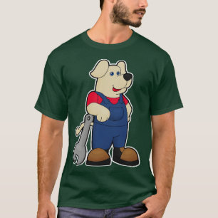 T-shirt Chien en mécanicien avec clé anglaise