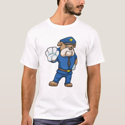 T-shirt Chien en policier avec uniforme de police (Devant)