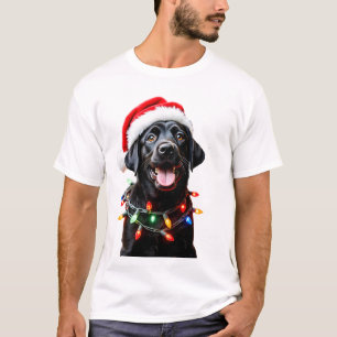 T-shirt Chien en pyjama avec lumière de sapin de Noël Labr