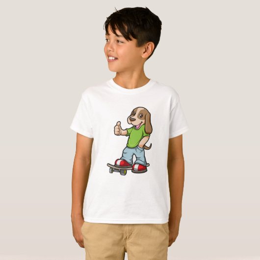 T-shirt Chien en Skate avec Skateboard (Devant entier)