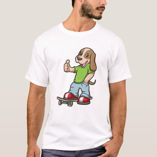 T-shirt Chien en Skate avec Skateboard (Devant)