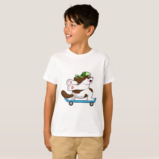 T-shirt Chien en Skate avec Skateboard (Devant entier)