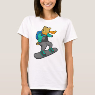 T-shirt Chien en Snowboardeur avec Snowboard & Backpack