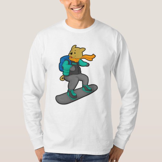 T-shirt Chien en Snowboardeur avec Snowboard & Backpack (Devant)