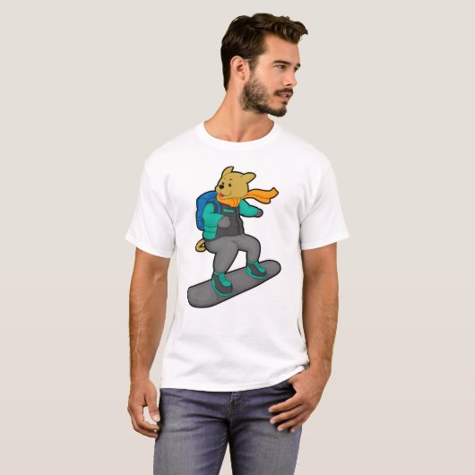 T-shirt Chien en Snowboardeur avec Snowboard & Backpack (Devant entier)