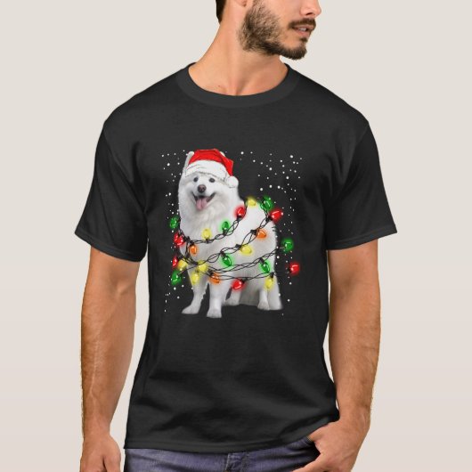 T-shirt Chien Eskimo américain avec phares à cordes pour C (Devant)