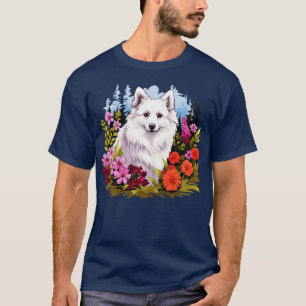 T-shirt Chien Eskimo Américain mignon Flower Mountain Chie