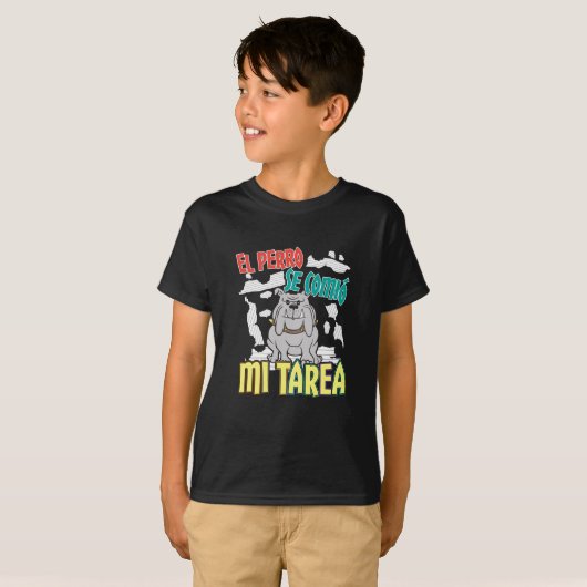 T-shirt Chien Espagnol Ate My Homework - Perro Tarea (Devant entier)