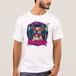 T-shirt Chien Essayant De Faire Partie Du Siège Avant Conv