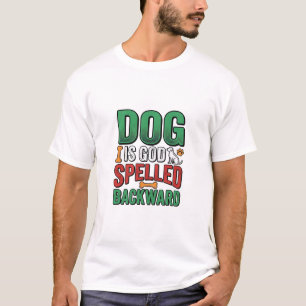 T-shirt Chien est Dieu écrit à l'envers Vintage Amoureux d