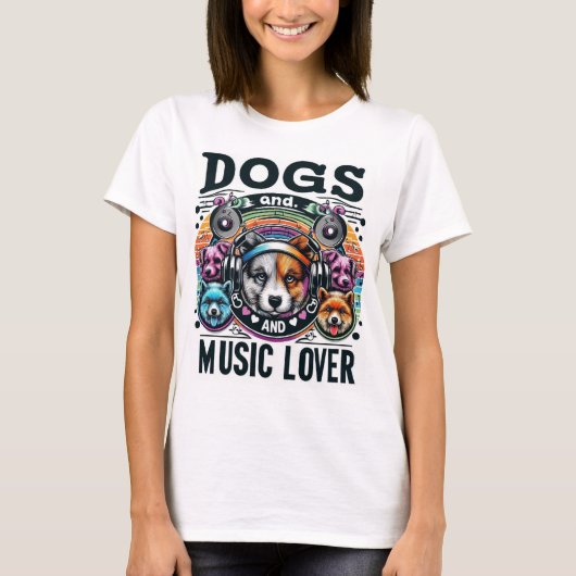 T-shirt chien et amateur de musique (Devant)
