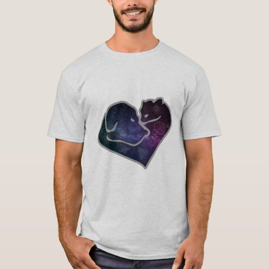 T-shirt Chien et chat dans l'espace (Devant)