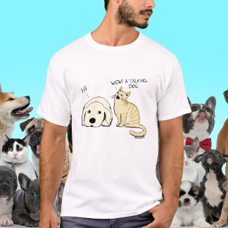 T-shirt Chien et chat drôle parlant dessin animé blague