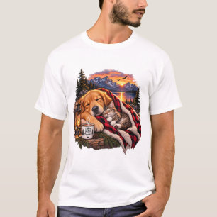 T-Shirt Chien et Chat Endormis La Vie est Mieux En