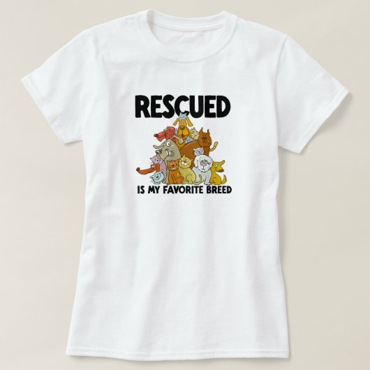 T-shirt Chien et Chat secourus est ma race préférée (Design devant)