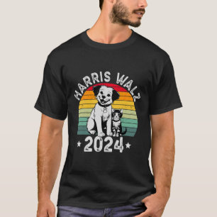 T-shirt Chien Et Chat Vintage Kamala Harris Tim W 2024 Ele