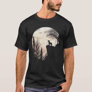 T-shirt Chien Et Lune Française Drôle Halloween Costum