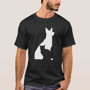 T-shirt Chien et silhouette de chat Chien Chat Propriétair