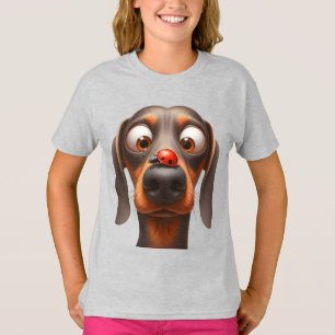 T-shirt Chien fantaisiste avec coccinelle sur le nez