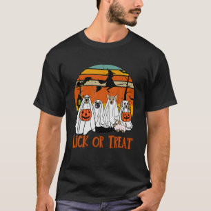 T-shirt Chien Fantôme Lick or Treat mignon Halloween Fantô